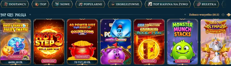 BetAlice Kasyno – kategorie gier i ranking Top Gry: Polska z okładkami automatów